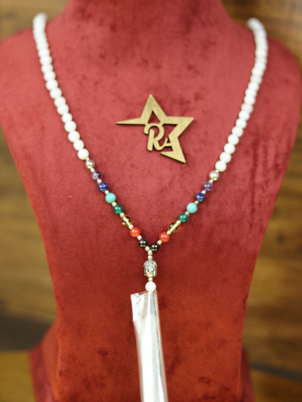 7 Chakra White Agate Mala