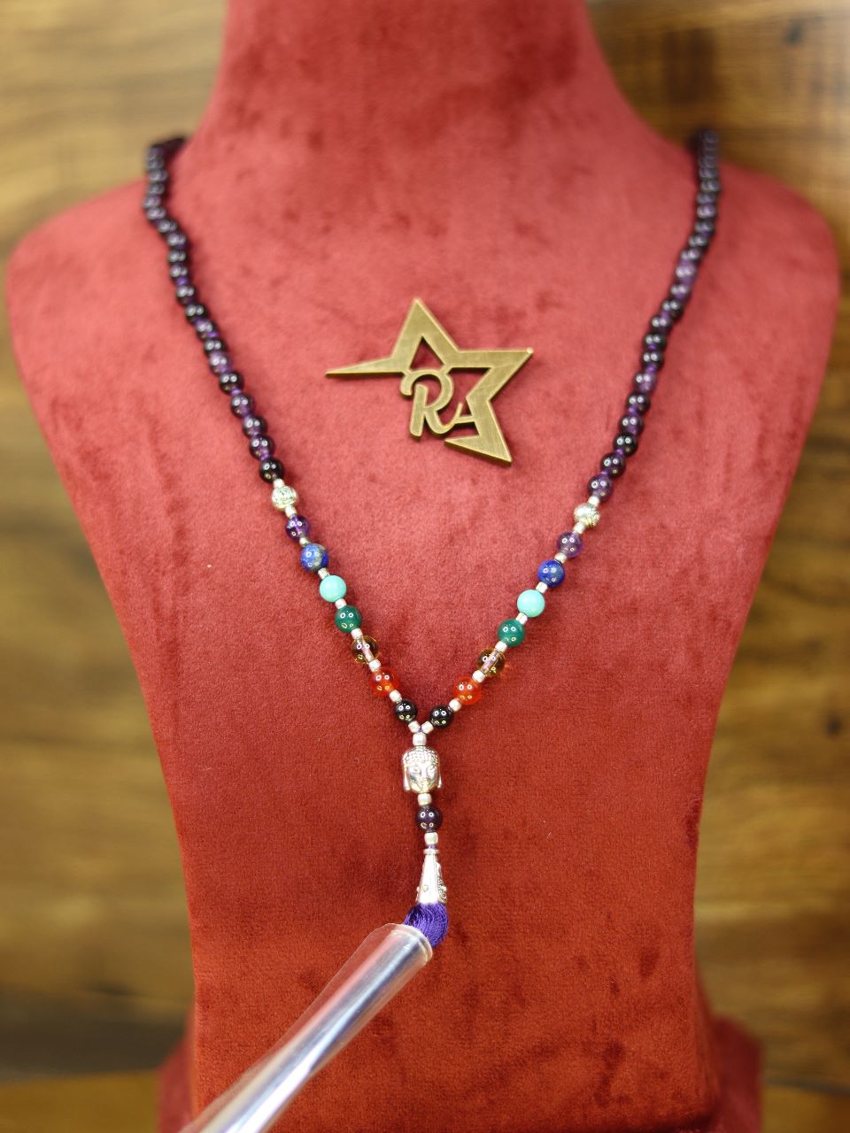 7 Chakra Purple Agate Mala